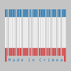 Barcode set the color of Crimea flag, a blue white and red color on grey background.