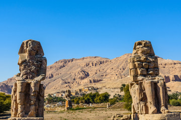 Memnon colossi (statues of the Pharaoh Amenhotep III) in Luxor, Egypt