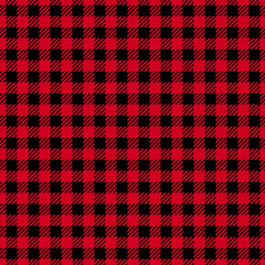 Vector Seamless pattern. Cell background red color fashion cloth cage. Abstract checkered backdrop on dark. - 241088830