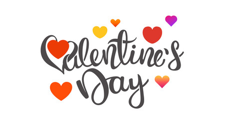 Happy Valentines Day card template with calligraphic inscription. Vector Illustration