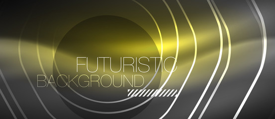 Black and glowing color lines neon design, magin techno template background