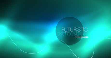 Glowing abstract wave on dark, shiny motion, Christmas and New Year magic space light. Techno abstract background