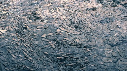 cracked ice on the river 