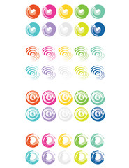 Set of colorful circle shapes ink and brush