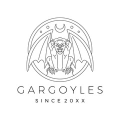 gargoyles gargoyle logo vector outline illustration