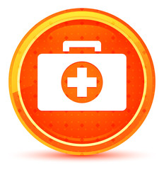 Obraz premium First aid kit icon natural orange round button