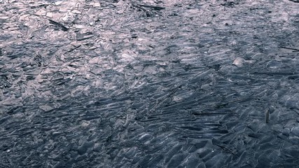 cracked ice on the river 