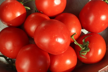 Lots of red tomatoes beautiful background view from the top