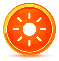 Screen brightness sun icon natural orange round button