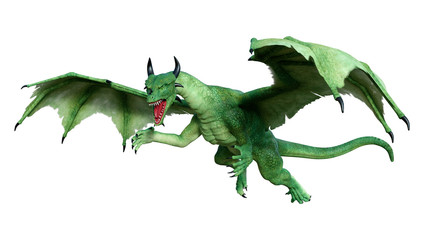 3D Rendering Fairy Tale Dragon on White