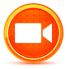 Video camera icon natural orange round button