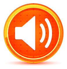 Volume speaker icon natural orange round button