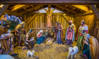 Bolzano Christmas market in the evening. Trentino Alto Adige, Italy. - obrazy, fototapety, plakaty