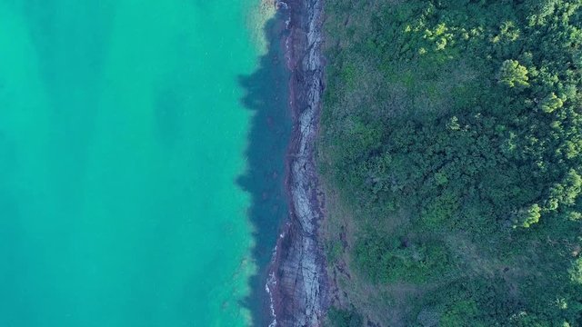 Aerial view drone shot of tropical sea in phuket thailand