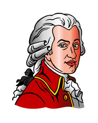 Wolfgang Amadeus Mozart portrait of a composer Austria clipart - obrazy, fototapety, plakaty