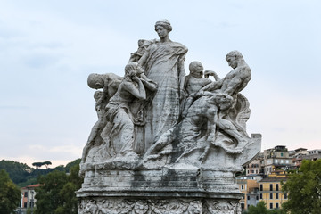 Fototapeta na wymiar Statue in Ponte Vittorio Emanuele II, Rome, Italy