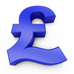3D Rendering Blue Pound Sign isolated on white background