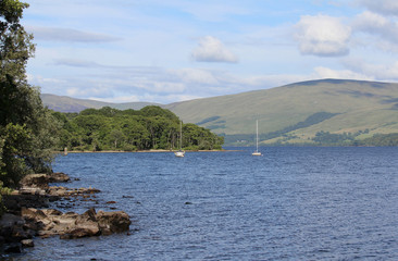 Summertime view of the western end of beautiful Loch Tay near Morenish in Perthshire, Scotland.