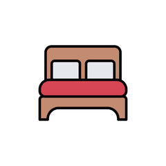 Bed flat vector icon sign symbol