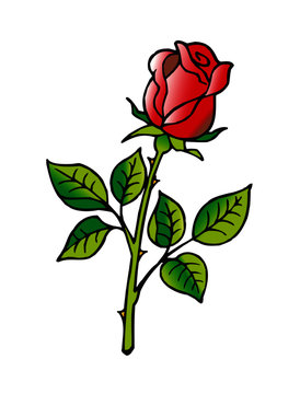 red rose flower with green petals clipart