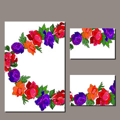 Floral set of templates for your design, greeting cards, festive