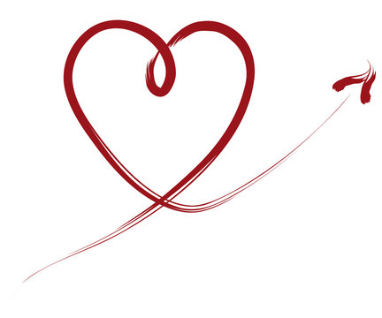 swinging heart line calligraphy graphic red valentines day 