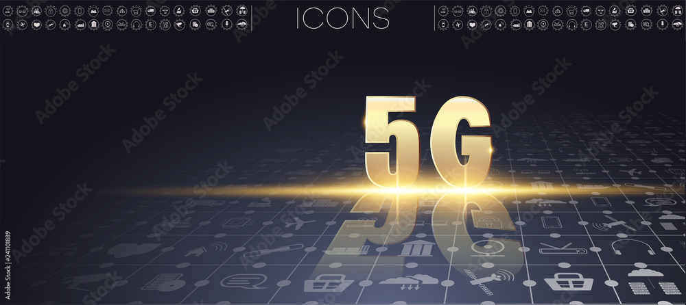 Poster 5g new wireless internet wifi connection. global network high speed innovation connection data rate 