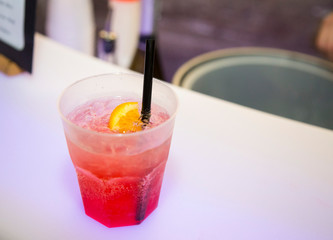 horizontal image with detail of a spritz cocktail