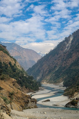 Mountains and river from the middle. Natural Landscape