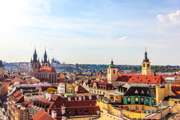 Church of Our Lady before Tyn and the Old Town of Prague aerial 