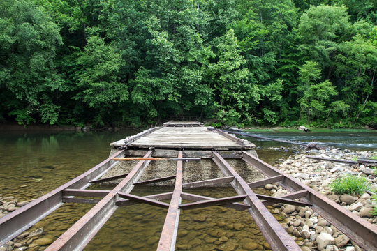 Bridging The Gap. Broken bridge crossing the Big South Fork River Recreation Area in Tennessee.