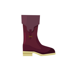 Burgundy high boot illustration. Leather, shoe, bright color. Fashion concept. Vector illustration can be used for topics like clothing, fashion, advertisement, shopping