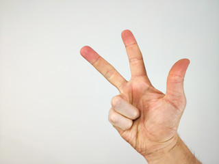 rifht hand showing three fingers