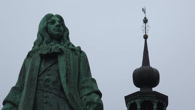 Monument to Peder Griffenfeld. Copenhagen. Denmark. 4K.