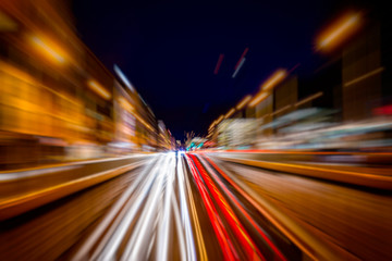 Fototapeta na wymiar fast city night traffic 