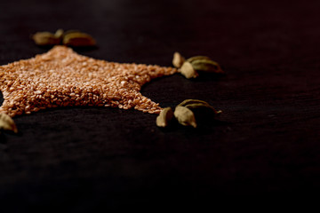 Sesame Seed on black background