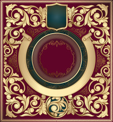 Golden ornate art deco vintage card