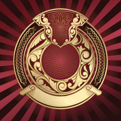 Golden ornate decorative vintage emblem