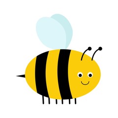 Obraz premium Vector Cute Cartoon Bee Isolated On White Background
