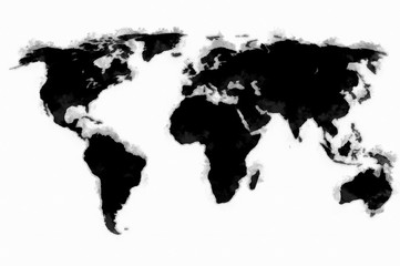 Obraz premium Mapa wektorowa świata ze wszystkimi kontynentami