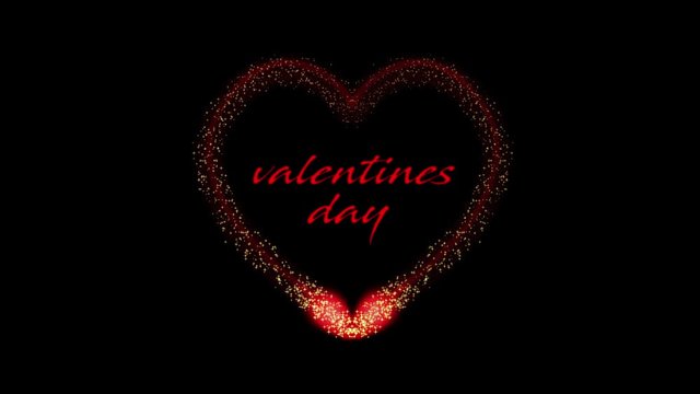Red heart shaped animation on black background for valentines day, 4K video