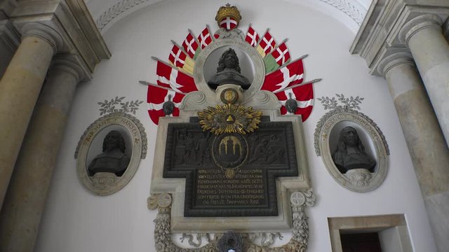Memorial plaque at Christiansborg Castle. Copenhagen. Denmark. 4K.