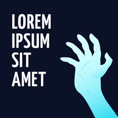 Fototapeta premium Hand reaching up gesture illustration. People ask for help or human power up concept vector design.