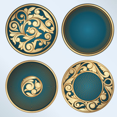 Vintage golden decorative design elements
