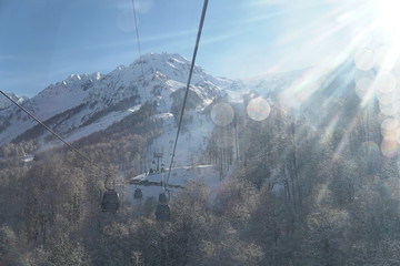 cableway in the mountains snow skiing snowboarding