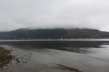 beach and mountain in cloud