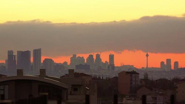 Beautiful view of  Istanbul at sunset,  Turkey