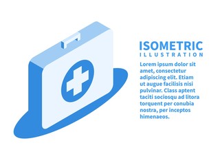 First aid kit icon. Isometric template in flat 3D style. Vector illustration.