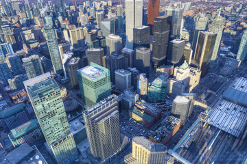 Fototapeta na wymiar Aerial of Toronto city center at twilight