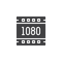 1080 pixels resolution vector icon. filled flat sign for mobile concept and web design. full hd 1080 film strip simple solid icon. Symbol, logo illustration. Pixel perfect vector graphics